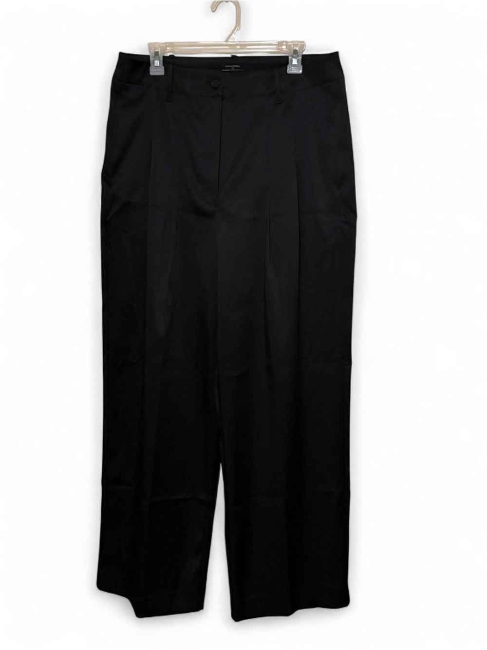 NWT Banana Republic Straight Ultra High-Rise Satin Trouser Pants Black, 12 Tall